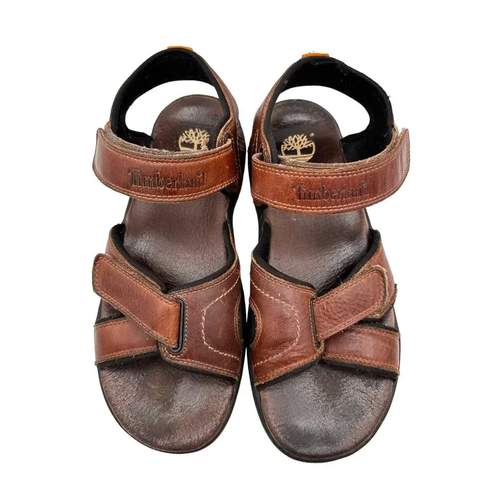 Timberland Men’s Sz: 10 Leather Adjustable Strappy Sandals Brown Open Toe 38526